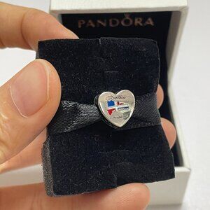 Pandora Dominican Republic Flag Heart Bead Charm Pendant